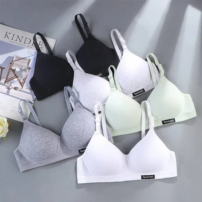Cotton Women's AB cup Bra Underwear Wireless Gathering Comfortable V-Bra Women's Upward Push Underwear