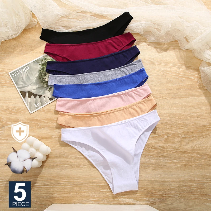 5PCS/Set M-XXL Panties Women Cotton Lingerie Woman Underwear Sexy Femme Underwear Girls Underpant Panty 7 Solid Colors
